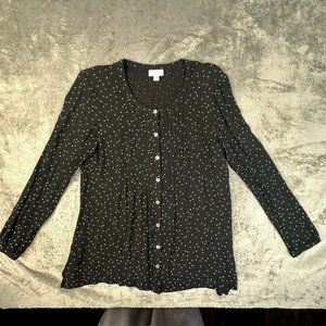 J. Jill Women's‎ Button Front Blouse Size Small Black with white detail